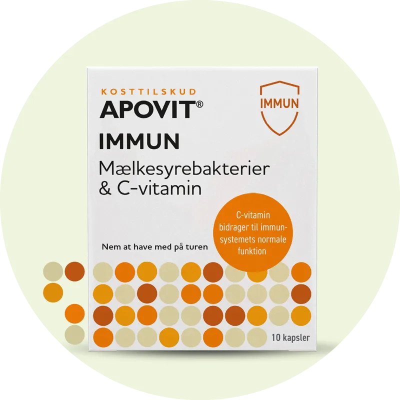 Apovit Immun Mæl­ke­sy­re­bak­te­rier & C-vita­min 10 kaps­ler