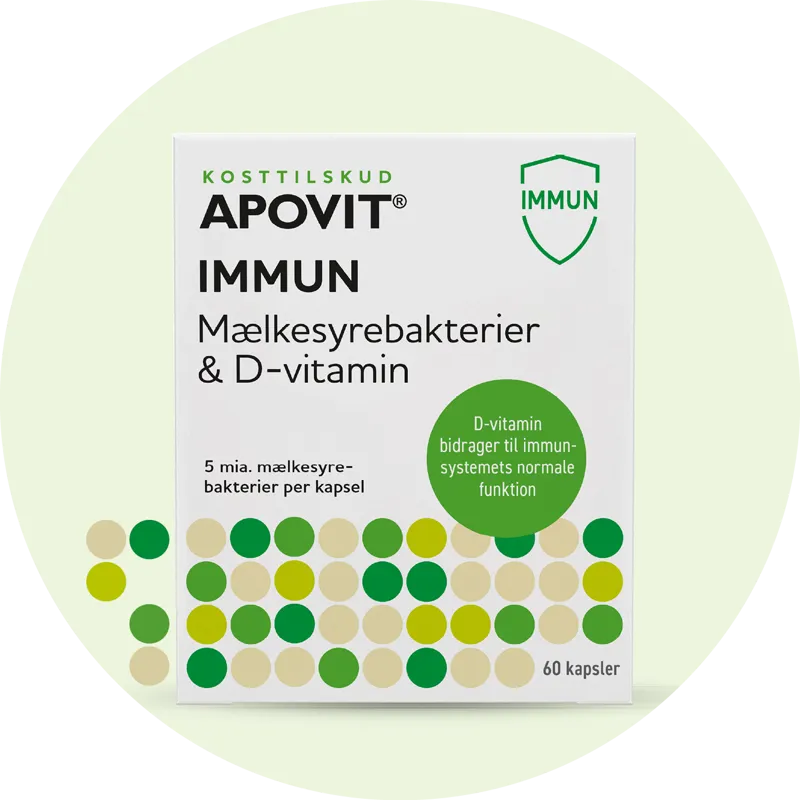 Apovit Immun Mæl­ke­sy­re­bak­te­rier & D-vita­min 60 kaps­ler